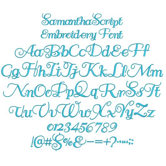 Samantha Script Embroidery Font | Machine Embroidery Designs by JuJu