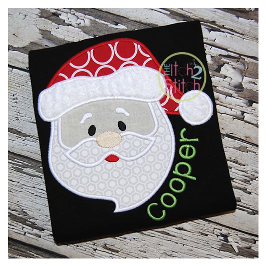 Santa Face Applique | Machine Embroidery Designs by JuJu