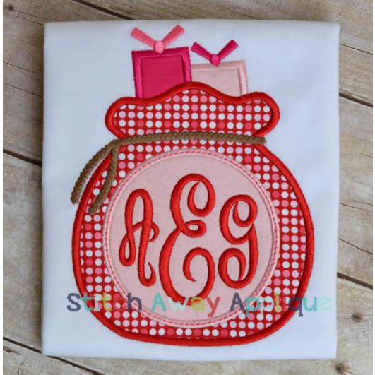 Santa Bag Monogram Circle | Machine Embroidery Designs by JuJu/ Stitch Away Applique 