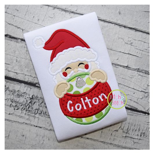 Santa Claus Ornament Peeker Applique | Machine Embroidery Designs by JuJu