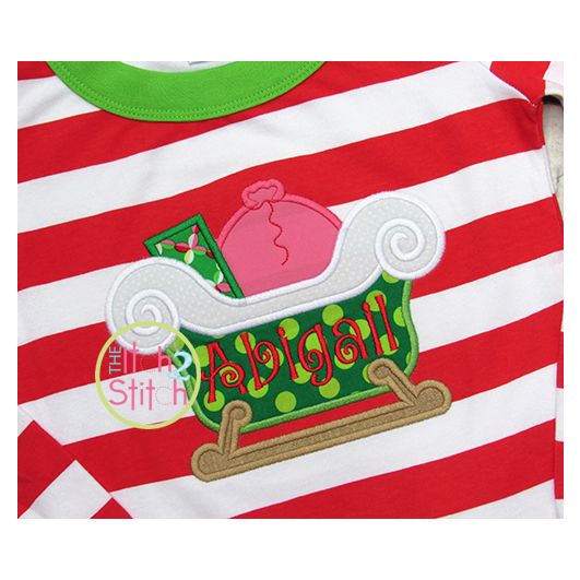 Santa's Sleigh Applique | Machine Embroidery Designs by JuJu