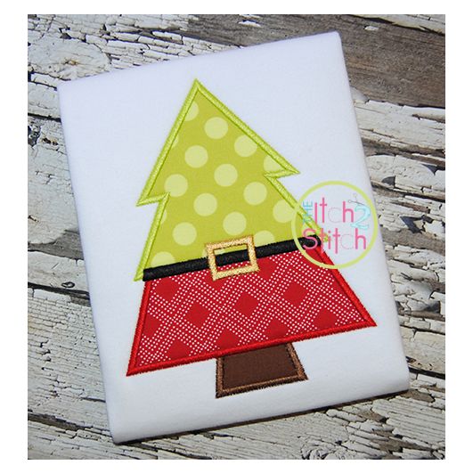 Christmas Tree Santa Belt Applique | Machine Embroidery Designs by JuJu