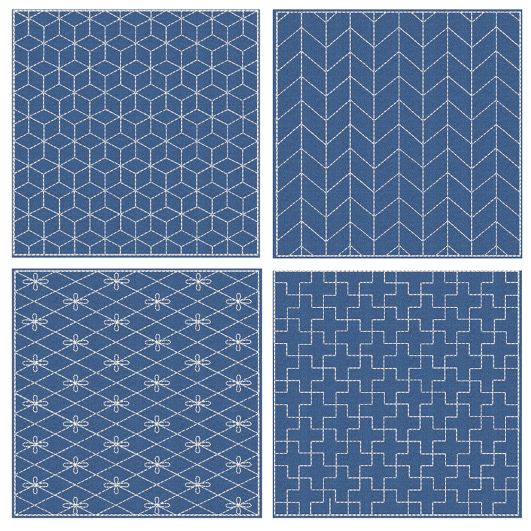 Sashiko Quilt Blocks 7 Machine Embroidery Designs by JuJu