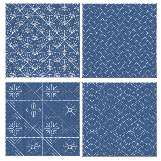 Sashiko Quilt Blocks 9 Machine Embroidery Designs by JuJu