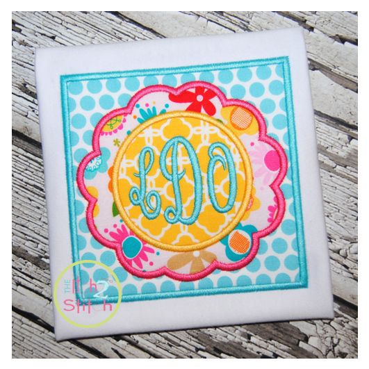 Scallop Box Monogram Applique | Machine Embroidery Designs by JuJu