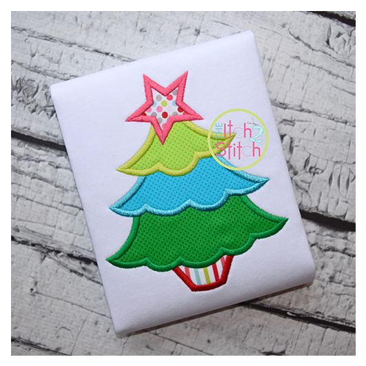 Scallop Christmas Tree Applique | Machine Embroidery Designs by JuJu