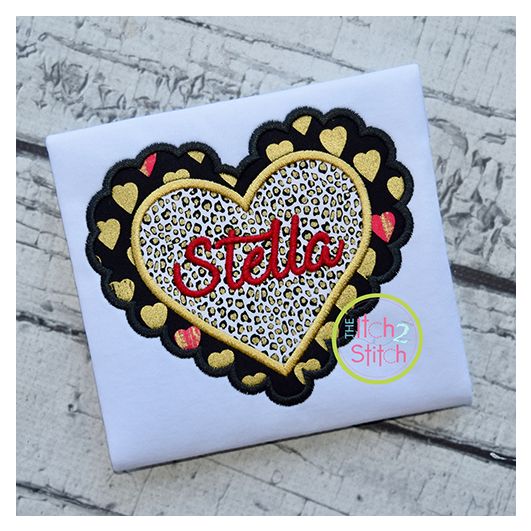 Scalloped Double Heart Applique | Machine Embroidery Designs by JuJu