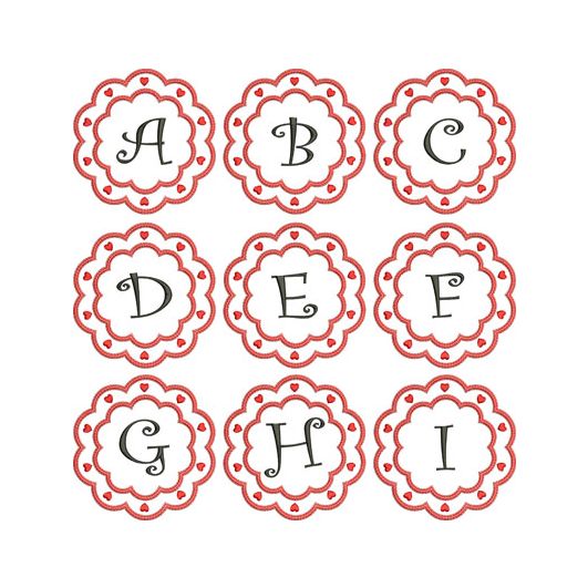 Scalloped Hearts Monogram