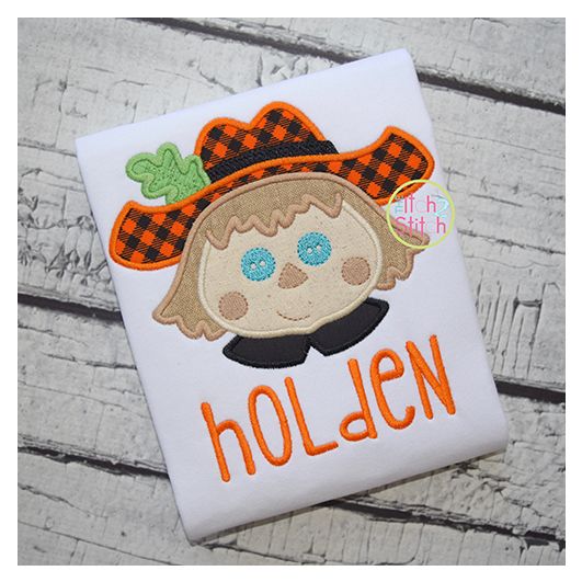 Scarecrow Face Boy Applique | Machine Embroidery Designs by JuJu