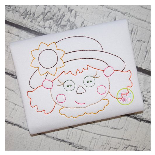 Scarecrow Face Girl Bean Embroidery | Machine Embroidery Designs by JuJu