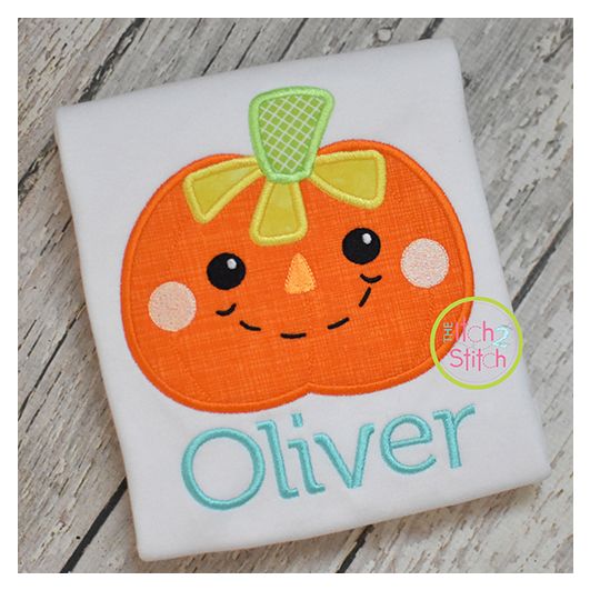 Scarecrow Pumpkin Boy Applique | Machine Embroidery Designs by JuJu