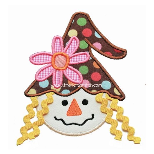 Scarecrow with Trim Hair Applique | Machine Embroidery Designs by JuJu
