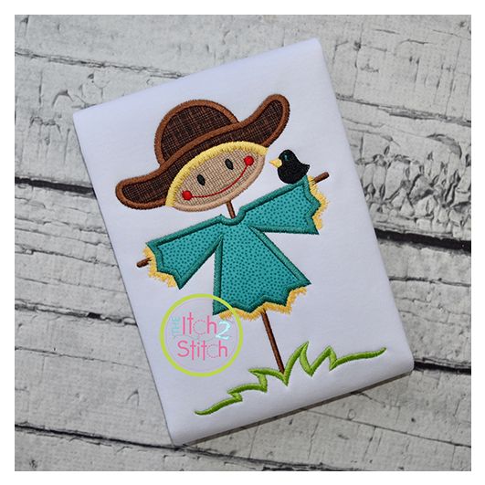 Scarecrow With Crow Boy Applique | Machine Embroidery Designs by JuJu