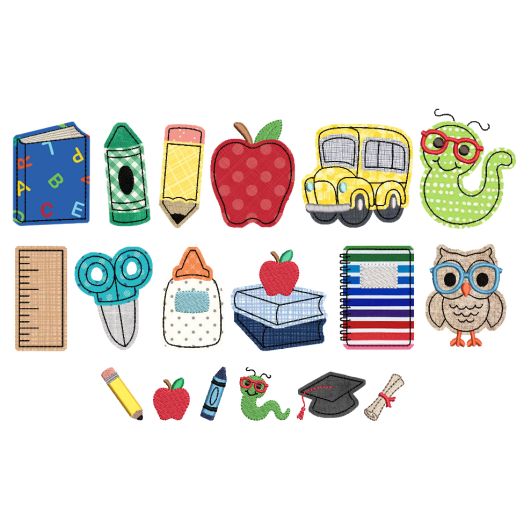 School Alphabet Embellishment Kit | Machine Embroidery Designs by JuJu