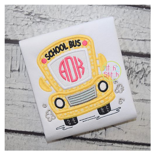 School Bus Applique | Machine Embroidery Designs by JuJu