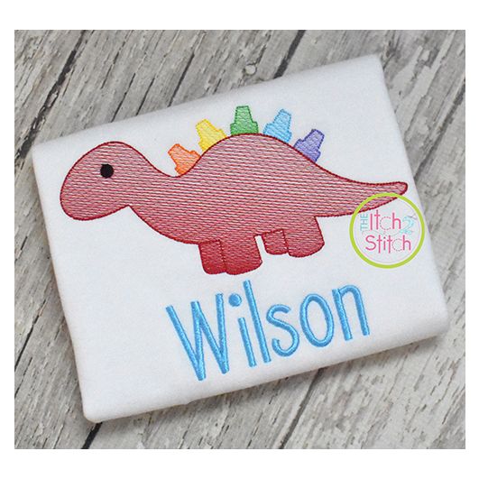 School Stegosaurus Sketch | Machine Embroidery Designs by JuJu