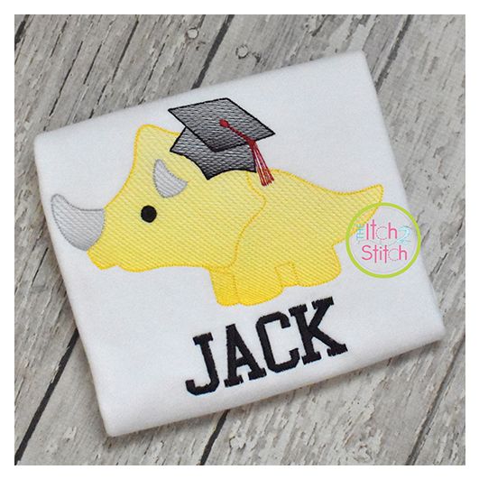 School Triceratops Sketch | Machine Embroidery Designs by JuJu