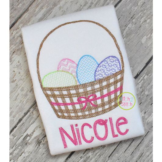 Scratchy Easter Basket Bow Embroidery | Machine Embroidery Designs by JuJu