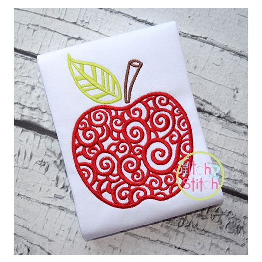 Scroll Apple Embroidery | Machine Embroidery Designs by JuJu