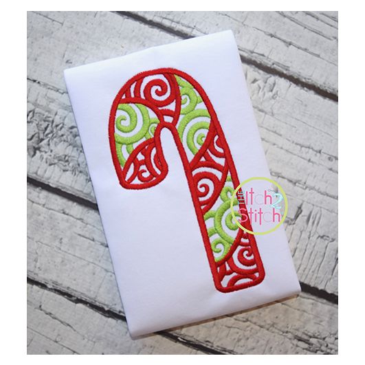 Scroll Candy Cane Embroidery | Machine Embroidery Designs by JuJu