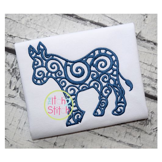 Scroll Donkey Embroidery | Machine Embroidery Designs by JuJu