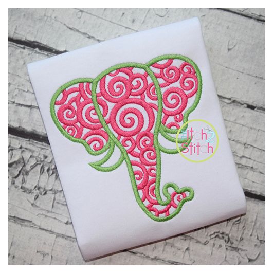 Scroll Elephant Head Embroidery | Machine Embroidery Designs by JuJu