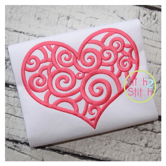 Scroll Heart Embroidery | Machine Embroidery Designs by JuJu