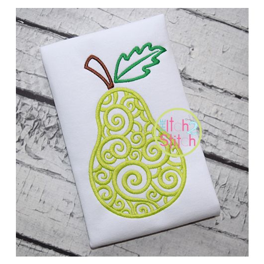 Scroll Pear Embroidery | Machine Embroidery Designs by JuJu
