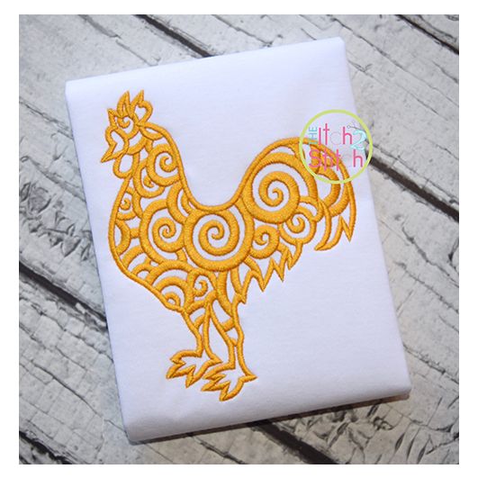 Scroll Rooster Embroidery | Machine Embroidery Designs by JuJu