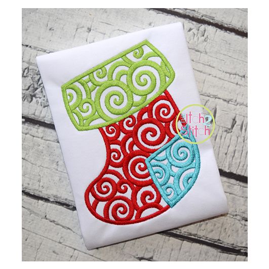 Scroll Stocking Embroidery | Machine Embroidery Designs by JuJu