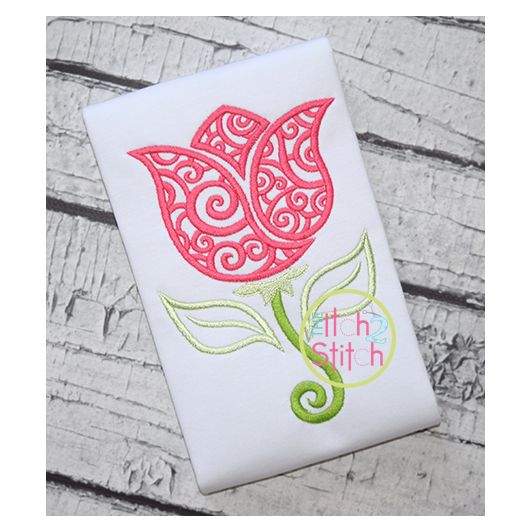 Scroll Tulip Embroidery | Machine Embroidery Designs by JuJu
