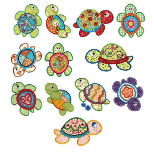 Sea Turtles Applique Machine Embroidery Designs by JuJu 