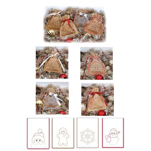 Simply Seasonal Gift Bags Set 1 | Machine Embroidery Designs by JuJu