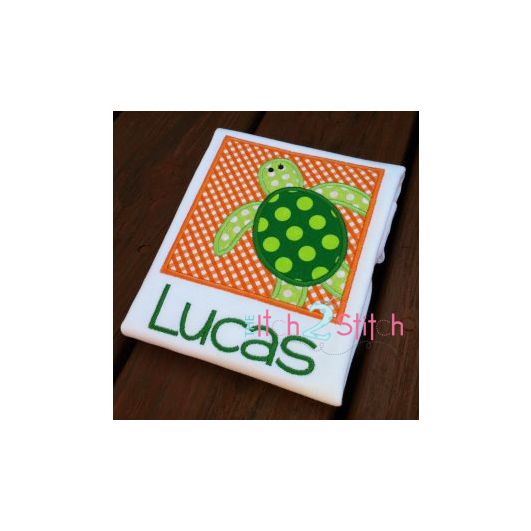 Sea Turtle Box Applique | Machine Embroidery Designs by JuJu