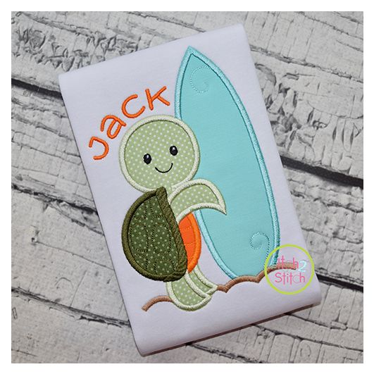 Sea Turtle Surfboard Applique | Machine Embroidery Designs by JuJu