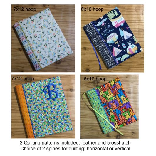 Quilted Standard Composition Notebook Covers Set 1 | Machine Embroidery Designs by JuJu