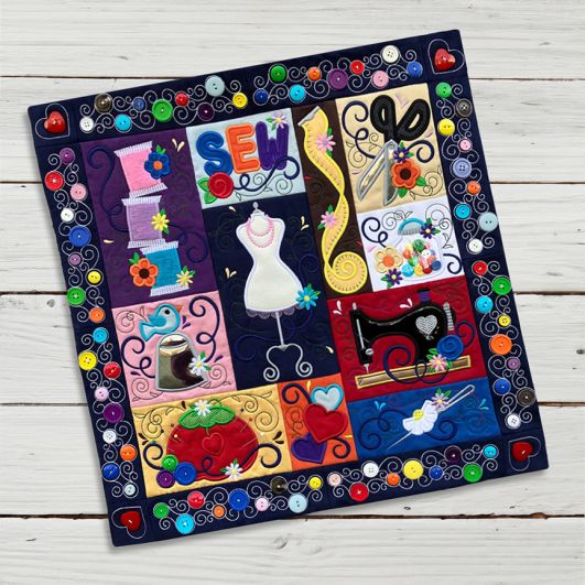  ITH Sewing Room Quilted Wall Hanging | Machine Embroidery Designs by JuJu
