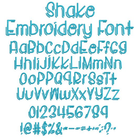 Shake Embroidery Font | Machine Embroidery Designs by JuJu