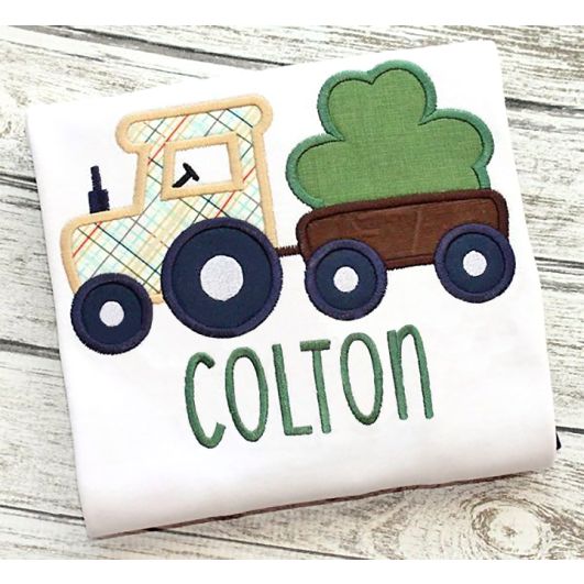 Shamrock Tractor | Machine Embroidery Designs by JuJu