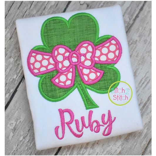 Shamrock Big Bow Applique | Machine Embroidery Designs by JuJu