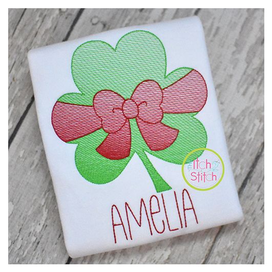 Shamrock Big Bow Sketch | Machine Embroidery Designs by JuJu