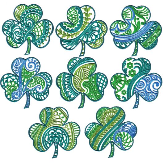 Ornamental Shamrocks St Patricks Day Designs by JuJu Machine Embroidery Designs
