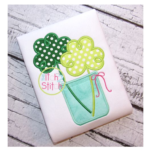 Shamrock Jar Applique | Machine Embroidery Designs by JuJu