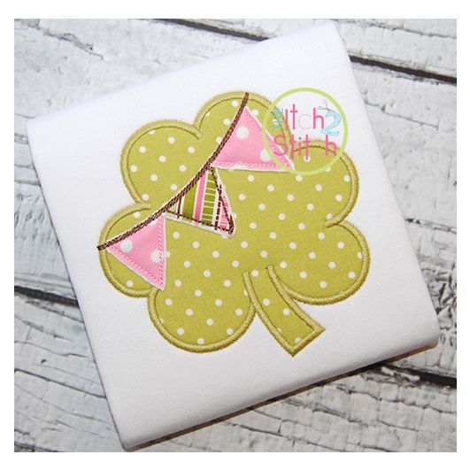 Shamrock Pennant Applique | Machine Embroidery Designs by JuJu