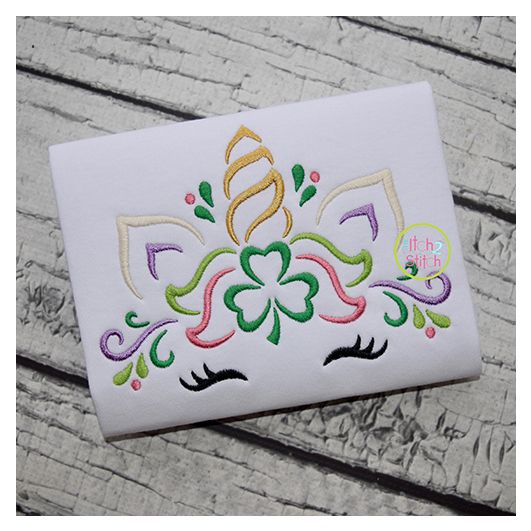 Unicorn Horn with Shamrock Embroidery | Machine Embroidery Designs by JuJu