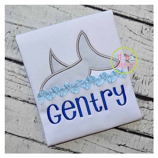 Shark in Water Applique | Machine Embroidery Designs by JuJu