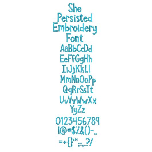 She Persisted Embroidery Font Machine Embroidery Designs by JuJu