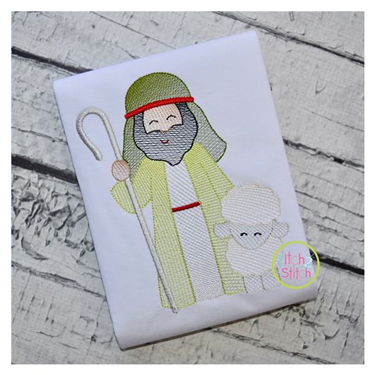 Shepherd Sketch Embroidery | Machine Embroidery Designs by JuJu