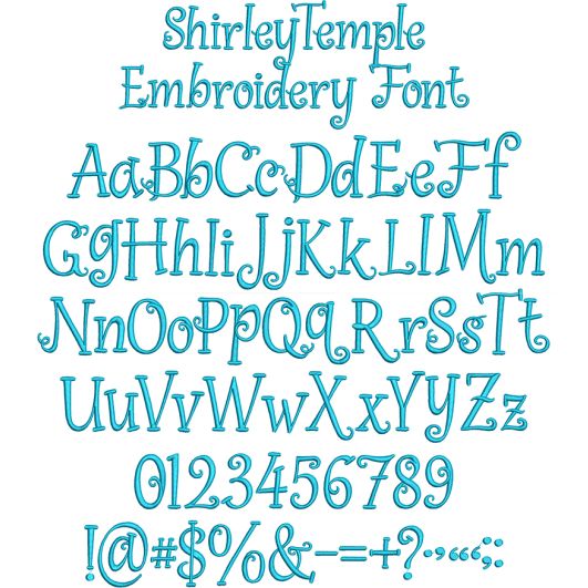 Shirley Temple Embroidery Font | Machine Embroidery Designs by JuJu
