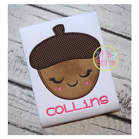 Shy Acorn Applique | Machine Embroidery Designs by JuJu